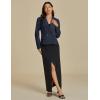 imageluvamia Blazers for Women Business Casual Double Breasted Notched Lapel Long Sleeve Work Office Suit Jackets BlazerNavy Blue