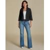 imageluvamia Linen Blazers for Women Business Casual Cropped 34 Sleeve Lightweight Lined Work Office Suit Blazer JacketsBlack