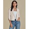 imageluvamia Linen Blazers for Women Business Casual Cropped 34 Sleeve Lightweight Lined Work Office Suit Blazer JacketsNatural