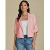 imageluvamia Linen Blazers for Women Business Casual Cropped 34 Sleeve Lightweight Lined Work Office Suit Blazer JacketsPink