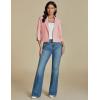 imageluvamia Linen Blazers for Women Business Casual Cropped 34 Sleeve Lightweight Lined Work Office Suit Blazer JacketsPink