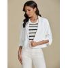 imageluvamia Linen Blazers for Women Business Casual Cropped 34 Sleeve Lightweight Lined Work Office Suit Blazer JacketsWhite