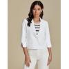 imageluvamia Linen Blazers for Women Business Casual Cropped 34 Sleeve Lightweight Lined Work Office Suit Blazer JacketsWhite