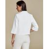 imageluvamia Linen Blazers for Women Business Casual Cropped 34 Sleeve Lightweight Lined Work Office Suit Blazer JacketsWhite