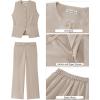 imageluvamia Vest Pants Suits for Women Dressy 2 Piece Business Casual Outfits Sleeveless Blazer Wide Leg Pants Pantsuit SetsBeige