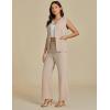 imageluvamia Vest Pants Suits for Women Dressy 2 Piece Business Casual Outfits Sleeveless Blazer Wide Leg Pants Pantsuit SetsBeige