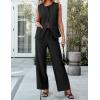 imageluvamia Vest Pants Suits for Women Dressy 2 Piece Business Casual Outfits Sleeveless Blazer Wide Leg Pants Pantsuit SetsBlack