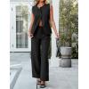 imageluvamia Vest Pants Suits for Women Dressy 2 Piece Business Casual Outfits Sleeveless Blazer Wide Leg Pants Pantsuit SetsBlack