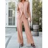 imageluvamia Vest Pants Suits for Women Dressy 2 Piece Business Casual Outfits Sleeveless Blazer Wide Leg Pants Pantsuit SetsCameo Rose