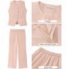 imageluvamia Vest Pants Suits for Women Dressy 2 Piece Business Casual Outfits Sleeveless Blazer Wide Leg Pants Pantsuit SetsCameo Rose