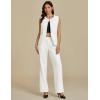 imageluvamia Vest Pants Suits for Women Dressy 2 Piece Business Casual Outfits Sleeveless Blazer Wide Leg Pants Pantsuit SetsCream White