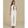 imageluvamia Vest Pants Suits for Women Dressy 2 Piece Business Casual Outfits Sleeveless Blazer Wide Leg Pants Pantsuit SetsCream White