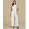 imageluvamia Vest Pants Suits for Women Dressy 2 Piece Business Casual Outfits Sleeveless Blazer Wide Leg Pants Pantsuit SetsCream White