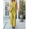 imageluvamia Vest Pants Suits for Women Dressy 2 Piece Business Casual Outfits Sleeveless Blazer Wide Leg Pants Pantsuit SetsCress Green