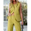 imageluvamia Vest Pants Suits for Women Dressy 2 Piece Business Casual Outfits Sleeveless Blazer Wide Leg Pants Pantsuit SetsCress Green