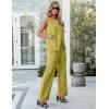 imageluvamia Vest Pants Suits for Women Dressy 2 Piece Business Casual Outfits Sleeveless Blazer Wide Leg Pants Pantsuit SetsCress Green