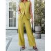 imageluvamia Vest Pants Suits for Women Dressy 2 Piece Business Casual Outfits Sleeveless Blazer Wide Leg Pants Pantsuit SetsCress Green