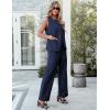 imageluvamia Vest Pants Suits for Women Dressy 2 Piece Business Casual Outfits Sleeveless Blazer Wide Leg Pants Pantsuit SetsNavy Blue