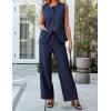 imageluvamia Vest Pants Suits for Women Dressy 2 Piece Business Casual Outfits Sleeveless Blazer Wide Leg Pants Pantsuit SetsNavy Blue