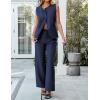 imageluvamia Vest Pants Suits for Women Dressy 2 Piece Business Casual Outfits Sleeveless Blazer Wide Leg Pants Pantsuit SetsNavy Blue