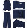 imageluvamia Vest Pants Suits for Women Dressy 2 Piece Business Casual Outfits Sleeveless Blazer Wide Leg Pants Pantsuit SetsNavy Blue
