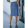imageluvamia Womens Casual Mid Rise Button Down Frayed Raw Hem Denim Jean Midi SkirtMedium Blue