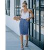 imageluvamia Womens Casual Mid Rise Button Down Frayed Raw Hem Denim Jean Midi SkirtMedium Blue