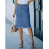 imageluvamia Womens Casual Mid Rise Button Down Frayed Raw Hem Denim Jean Midi SkirtMedium Blue