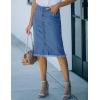 imageluvamia Womens Casual Mid Rise Button Down Frayed Raw Hem Denim Jean Midi SkirtMedium Blue
