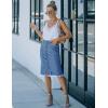 imageluvamia Womens Casual Mid Rise Button Down Frayed Raw Hem Denim Jean Midi SkirtMedium Blue