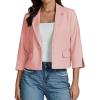 imageluvamia Linen Blazers for Women Business Casual Cropped 34 Sleeve Lightweight Lined Work Office Suit Blazer JacketsPink