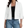 imageluvamia Linen Blazers for Women Business Casual Cropped 34 Sleeve Lightweight Lined Work Office Suit Blazer JacketsWhite