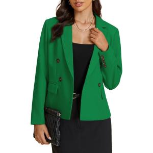 imageluvamia Blazers for Women Business Casual Double Breasted Notched Lapel Long Sleeve Work Office Suit Jackets BlazerJolly Green