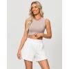 imageluvamia Athletic Shorts for Women High Waisted Comfy Pull On Elastic Waist Casual Lounge Summer Sweat Shorts with PocketCream White