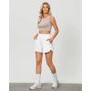 imageluvamia Athletic Shorts for Women High Waisted Comfy Pull On Elastic Waist Casual Lounge Summer Sweat Shorts with PocketCream White