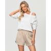 imageluvamia Athletic Shorts for Women High Waisted Comfy Pull On Elastic Waist Casual Lounge Summer Sweat Shorts with PocketLight Khaki