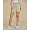 imageluvamia Striped Shorts for Women High Waisted Beach Casual Drawstring Pull On Elastic Waist Summer Shorts with PocketsBeige Stripe