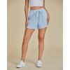 imageluvamia Striped Shorts for Women High Waisted Beach Casual Drawstring Pull On Elastic Waist Summer Shorts with PocketsBlue Stripe