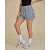 imageluvamia Striped Shorts for Women High Waisted Beach Casual Drawstring Pull On Elastic Waist Summer Shorts with PocketsNavy Stripe