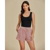 imageluvamia Striped Shorts for Women High Waisted Beach Casual Drawstring Pull On Elastic Waist Summer Shorts with PocketsRed Stripe