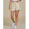 imageluvamia Striped Shorts for Women High Waisted Trendy Casual Pull On Drawstring Elastic Waist Beach Shorts with PocketsBeige Stripe