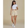 imageluvamia Striped Shorts for Women High Waisted Trendy Casual Pull On Drawstring Elastic Waist Beach Shorts with PocketsBeige Stripe