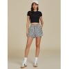 imageluvamia Striped Shorts for Women High Waisted Trendy Casual Pull On Drawstring Elastic Waist Beach Shorts with PocketsBlack Stripe