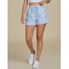 imageluvamia Striped Shorts for Women High Waisted Trendy Casual Pull On Drawstring Elastic Waist Beach Shorts with PocketsBlue Stripe