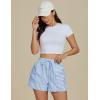 imageluvamia Striped Shorts for Women High Waisted Trendy Casual Pull On Drawstring Elastic Waist Beach Shorts with PocketsBlue Stripe