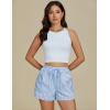 imageluvamia Striped Shorts for Women High Waisted Trendy Casual Pull On Drawstring Elastic Waist Beach Shorts with PocketsBlue Stripe