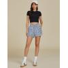 imageluvamia Striped Shorts for Women High Waisted Trendy Casual Pull On Drawstring Elastic Waist Beach Shorts with PocketsNavy Stripe