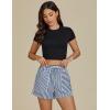 imageluvamia Striped Shorts for Women High Waisted Trendy Casual Pull On Drawstring Elastic Waist Beach Shorts with PocketsNavy Stripe