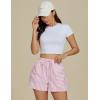 imageluvamia Striped Shorts for Women High Waisted Trendy Casual Pull On Drawstring Elastic Waist Beach Shorts with PocketsPink Stripe