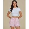 imageluvamia Striped Shorts for Women High Waisted Trendy Casual Pull On Drawstring Elastic Waist Beach Shorts with PocketsPink Stripe